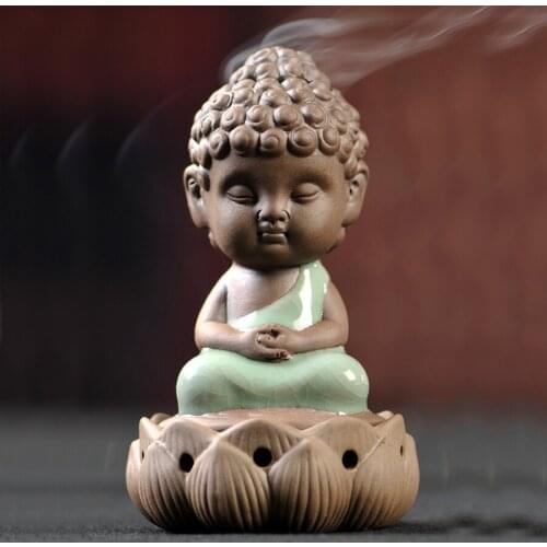 1pcs Little Buddha Incense Burner Ceramic Zen Ganesha Censer Stick Incense Holder Ceramic Diffuser Bakhoor Porte Encens 60KOB06