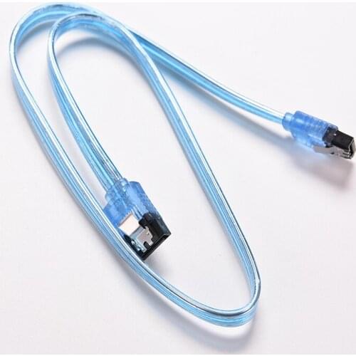 New 20in 50CM SATA 3.0 III 6Gb/s High Speed HDD Data Cable Cord 6Gbs PC Hard Disk Drive Connect Cable Connector Clear Blue 1PC