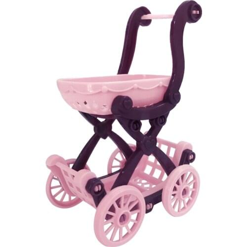 NK 1 Pcs Pink Doll Stroller Trolley Cute Shopping Cart Furniture Baby Toys for Barbie Doll For Kelly Doll 1:12 Doll Accessories