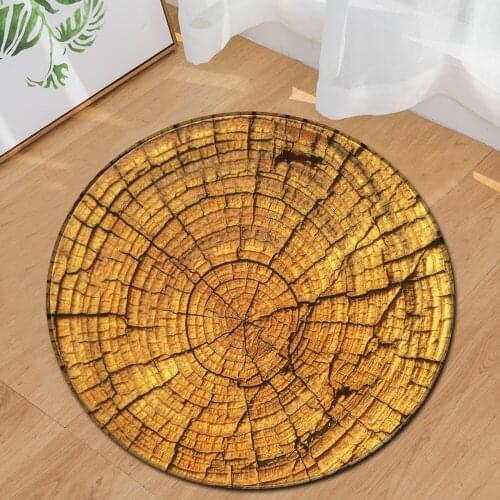3D Pattern Wood Grain Round Carpet Polyester Computer Chair Cushion Kids Bedroom Rug Living Room Decorative Floor Bedside Mat