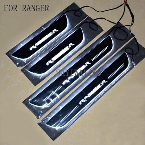4PCS Acrylic Moving LED Welcome Pedal Car Scuff Plate Pedal Door Sill Pathway Light For Ford Ranger T6 T7 2012-2017