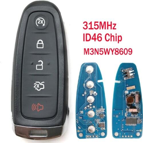 5 Buttons For Ford Explorer Edge 2011 2012 2013 2014 2015 2016 2017 keyless entry system Smart Key ID46 Chip 315MHZ