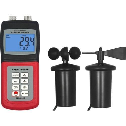 AM-4836C 3 Cup Anemometer Measure Air Velocity, Wind Speed, Direction, Temperature