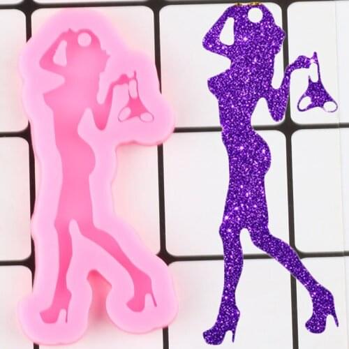 Shiny Woman Silicone Mold Necklace Charms Making Jewelry Mould Craft Custom Keychain Molds Polymer Clay Pendant Moulds