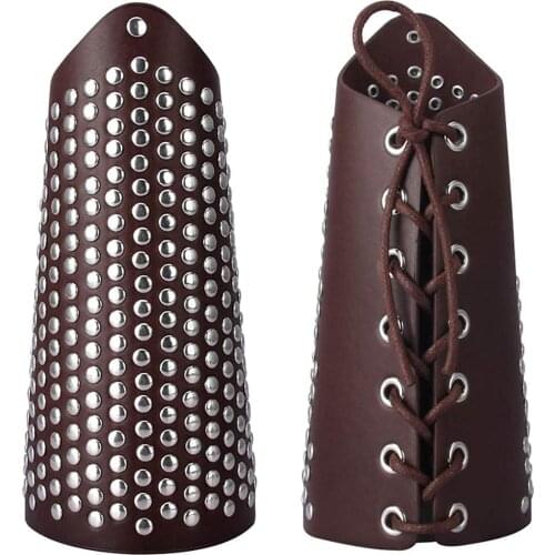 Punk Genuine Cowhide Leather Gauntlet Wristband Sex Bondage Bracers Wide Arm Armor Cuff Wrist Restraints Guard Bdsm