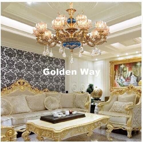 European Style Bronze Crystal Lamp Living Room Restaurant Bedroom Lamp Luxury Zinc Alloy Candle Light Chandelier Colorful Glass