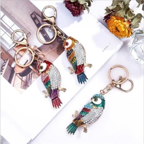 Colorful Cool Crystal Owl Keychain Full Rhinestone Key Holders Women Bag Charm Car Accessories Key Chain Metal Key Ring Gift