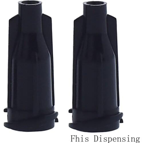 Glue Dispensing Syringe Tip Black Cap Hat Pack of 100