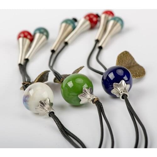 Hand-made Long Rope Ceramic Beads leaf Necklaces for women drop shipping #GY372