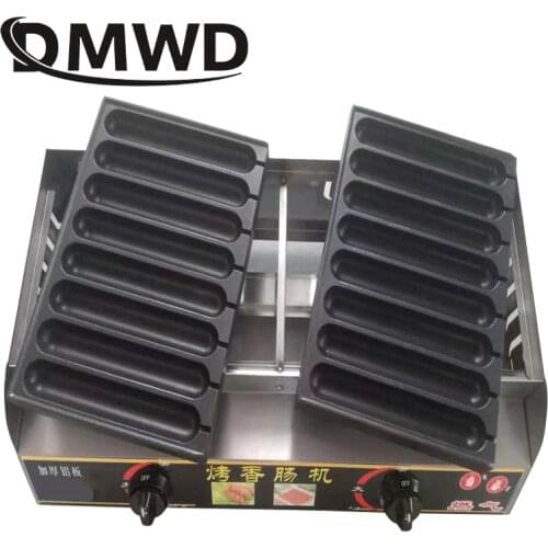 DMWD Commercial gas Crispy French Hot Dog Lolly Stick Baking Machine 16 Grids Muffin Corn Sausage Grill Waffle Snacks Maker