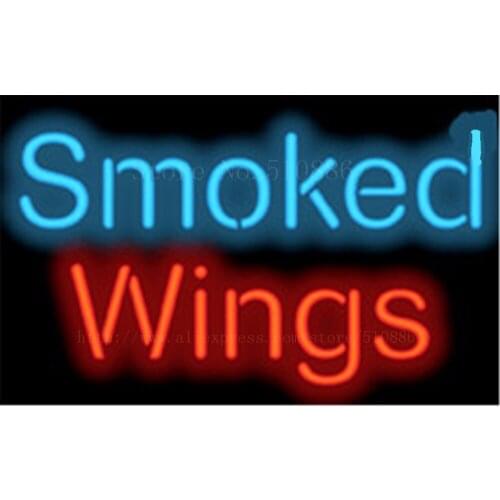 Smoked Wings BBQ Barbeque Tube neon sign Handcrafted Light Bar Beer Club signs Shop Store Business Signboard signage 17"x14"
