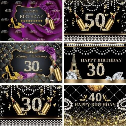 Photo Backdrops Happy Fabulous Women Birthday Party 30 40 50th High Heels Party Banner Photo Backgrounds Photocall Photo Studio