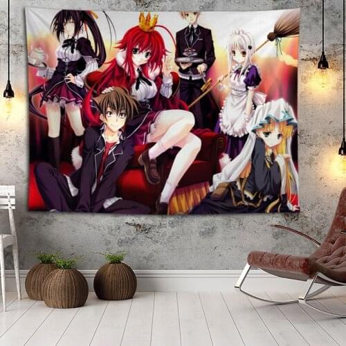 Hot Sale Custom Anime High School DxD Printed Tapestry Background Decorative Tapestry Various Sizes Wall Hanging Decor
