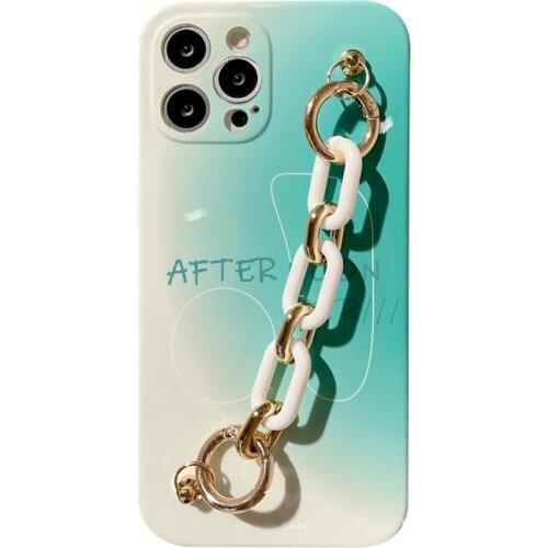 Gradient Afternoon Tea Wrist Chain Case for iPhone 12 Pro Max Back Phone Cover for 12Mini 11Pro Max X XS XR 8 7 Plus SE 2020