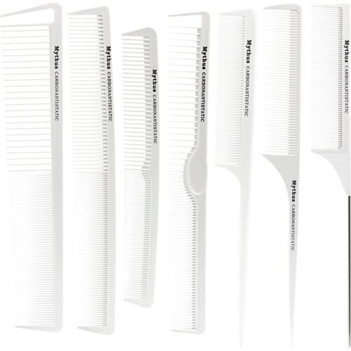 7 Pcs T&G Hairdressing Salon Cutting Carbon Comb Anti Static Hair Comb Set Barber Hair Cutting Comb Tail Comb Hair Styling Comb