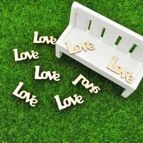 Happymems 24pcs "Love" Wood Shapes Wall Stickers For Scrapbooking DIY Crafts Home Decoration Valentines Day Theme Wood Shapes