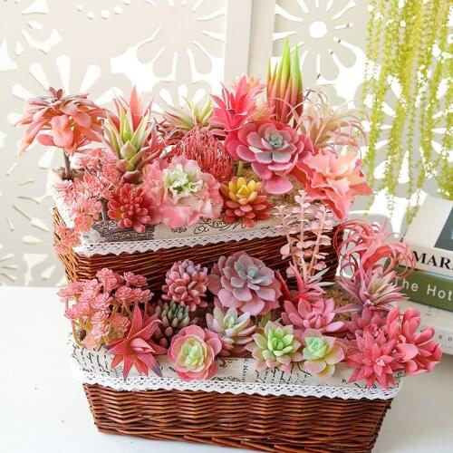 Artificial Plants Red Mini Succulents Plants For Wedding Home Garden Office Living Room Decoration Decorative Fake Plants