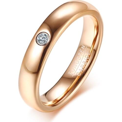 JHSL High Quality Women Statement Tungsten Rings Rose Gold Color Fashion Jewelry Anniversary Gift Size 7 8 9