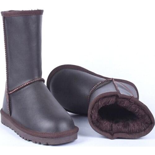 Classic 2021 Genuine Leather Shoes Women Winter Mujer Botas Woman Snow Boots Thick Plush Boots Womens Shoes Warm Shoes