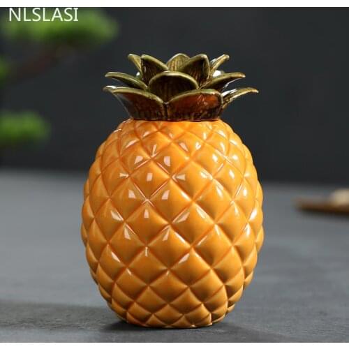 Creative Pineapple Model Ceramics Tea Caddy Travel Tea Boxes Storage Tank Sealed Tea Jar Coffee Candy Canister Spice Organizer