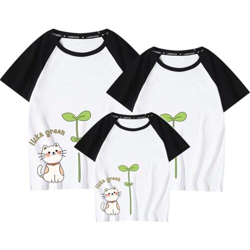 Summer T Shirt Cute Cartoons Print BlackWhite Cotton Family Casual Baby Tops Streetwear Loose Harajuku Gifts Funny Cozy Tee