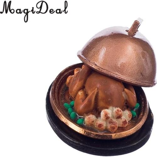 MagiDeal High Simulation 1Pc 1/12 Scale Dollhouse Miniature Food Christmas Turkey W/Lid for Child Kitchen Pretend Play Game Gift