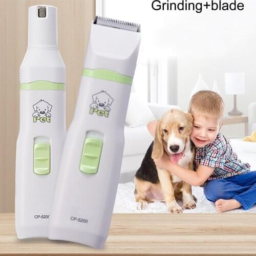 CP-5200 2 In 1 Pet Dog Cat Hair Trimmer Paw Nail Grinder Grooming Clippers Nail Cutter Hair Cutting Machine Professional