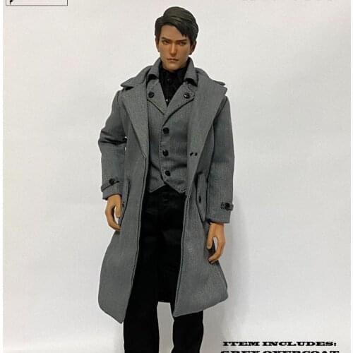 1/6 Scale Mens clothing suits CC307 Grey Coat Windbreaker Black Pants Sets For 12" Action Figure Body Doll