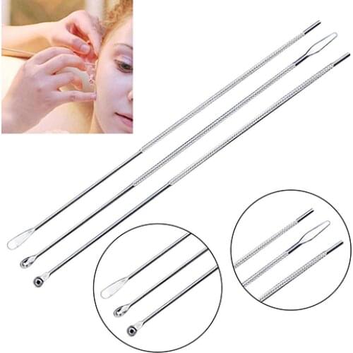 3x Stainless Steel Ear Pick Set Wax Curette Remover Double-End Ear Scoop Tool