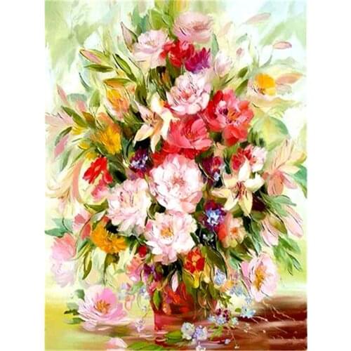 Flower Bouquet DIY 11CT Embroidery Cross Stitch Kits Craft Needlework Set Printed Canvas Cotton Thread Home Design
