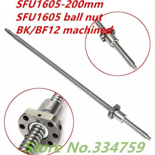 SFU1605 200mm Ball Screw set : 1pc ball screw SFU1605 L200mm+1pc SFU1605 ball nut cnc parts ballscrew 1605