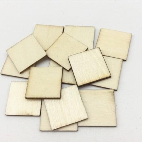 50pcs 25mm Unfinished Wood Pieces Blank Wood Squares Laser Engraving Carving Cutouts for DIY Supplies Crafts