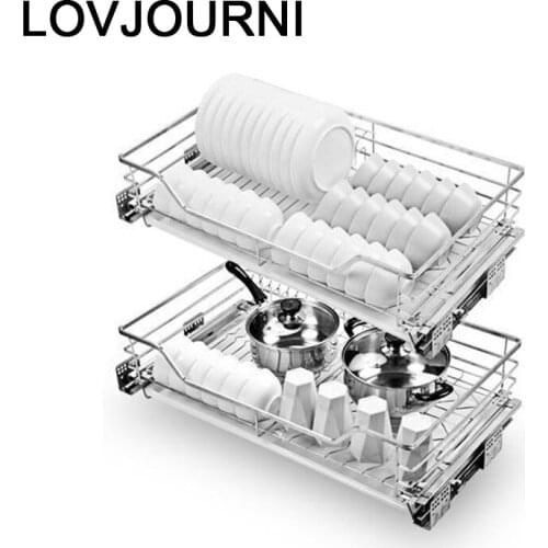 Pantry Dish Rack Cucina Cupboard Storage Stainless Steel Cozinha Organizer Cocina Kitchen Cabinet Cestas Para Organizar Basket