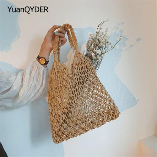 Net Bag Design Womens Handbag 2021 New Fashion Ladies Woven Bag Large Capacity Design Women Beach Bags Bolsa Feminina Bolsos
