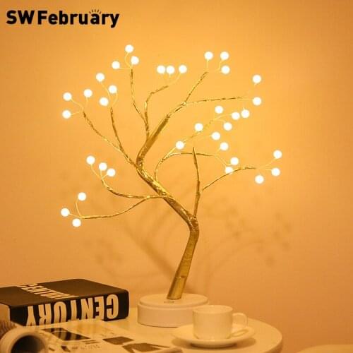 LED Night Light Mini Christmas Tree Copper Wire Garland Lamp For Home Bedroom Decor Kids Fairy Lights Luminary Holiday Lighting