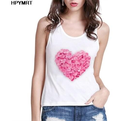 Tank Top Pink love Print Camisole Harajuku Casual White Tops Plus Size Women Round Neck Vest Sleeveless Summer Fashion Camis Top