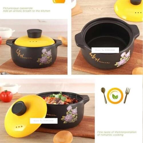 High Quality High Temperature Resistance Ceramic Casseroles Stew Soup Casseroles Fire Stockpot, Casseroles 1.6L for 1-2 People