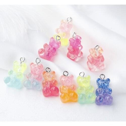 YEYULIN 10 Pcs Candy Bear Cute Resin Charms DIY Patch Findings Gummy Earrings Keychain Necklace Pendant Jewelry Decor Accessory
