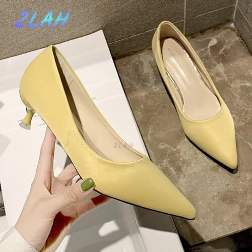 Sweet Candy Color High Heels Zlah Simple Small Fresh Pointed Stiletto High Heels Party Dress Womens Shoes Ladies Work Shoes