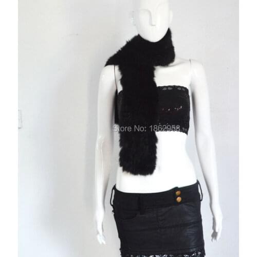 Free Shipping 2019 New Arrival SJ073 New Arrival 120CM*10CM Hand Knit Women Rabbit Fur Scarf Fluffy