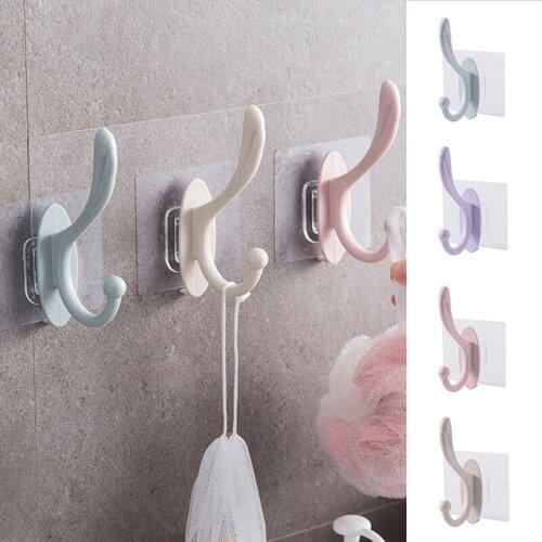 1 pcs Fashion New Plastic Self Adhesive Clothes Hook Wall Door Holder Practical Bathroom Towel Hanger Kitchen Bath Wall Hanger