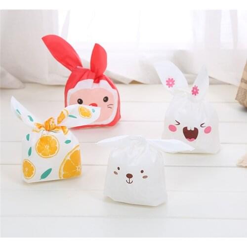SW 10/20/30Pcs Festival Cute Rabbit Ear Cookie Plastic Bags&Candy Gift Package For Biscuits Snack Baking Package And Event Party