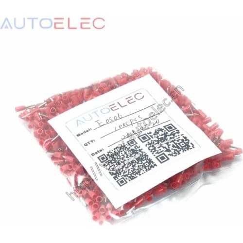 1000PCS E0506 AWG#22 Ferrule Copper Terminal Cord End VE0506 Tube Insulated terminals 0.5mm2 Cable Wire Terminals 6mm length