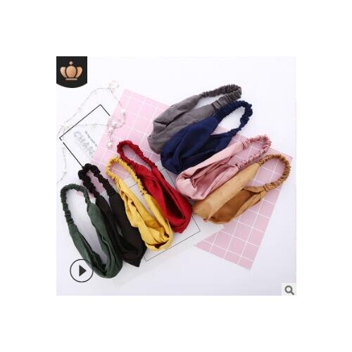 120pcs/lot DIY Multi Simple Fabrics Hand Made Cross Headband Pure Colore Elastic Hair Styling Tools Hair Accessories HA743