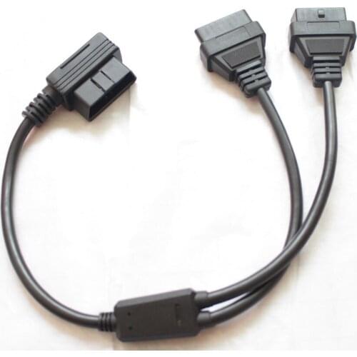 15% Off 50cm High quality 16 pin OBDII OBD2 Splitter Cable L Type elm327 Diagnostic obd2 16pin male to female extension cables