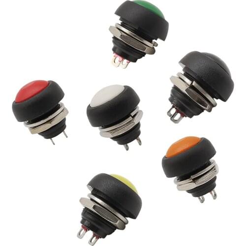 2/5/10Pcs 2Pin PBS-33b Mini Switch 7 Color pbs33b 12v momentary Push button Switch reset Non-locking 12mm 1A waterproof switch