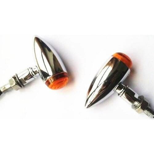 2pcs Motorcycle Bullet 12v Chrome Amber Turn Signal Indicator Light For Harley Touring Cruiser Chopper Bobber Cafe Racer