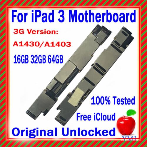 Wifi Version for ipad 3 Motherboard with IOS System,Original unlocked for ipad 3 Circuit board with Free iCloud,16GB 32GB 64GB
