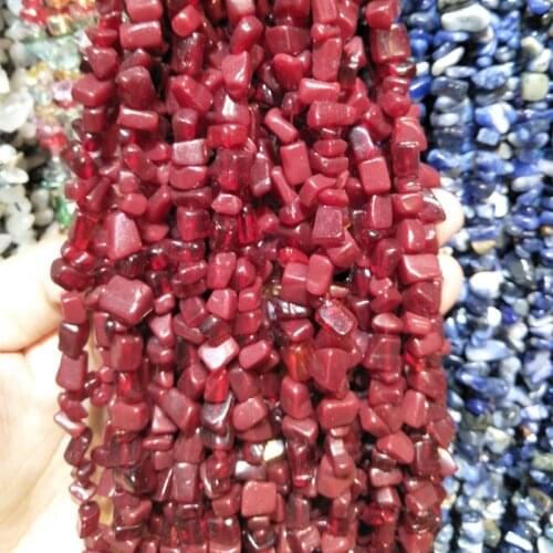 5-8 mm Dark Red Glass Crystal Stone Beads Irregular Gravel Shape Beads For Jewelry Making DIY Bracelet Necklace Strand 34