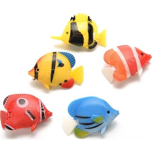 Fish tank Landscaping 5Pcs Small Plastic Fish Crafts Aquarium Decoration Random Tropical Swimming Fish Aquarium Accessories